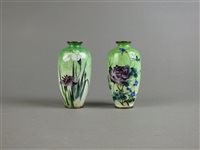 Lot 79 - A pair of Japanese ginbari cloisonné vases