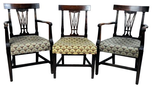 Lot 161 - Set of fourteen (12+2) mahogany dining chairs, of which twelve George III and two modern