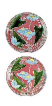 Lot 110 - A pair of Schamberg Art Nouveau majolica plates