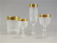 Lot 125 - A suite of gold rimmed and cut glass crystal