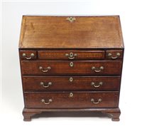 Lot 300 - George III oak & mahogany bureau