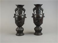 Lot 96 - A pair of Japanese bronze vases