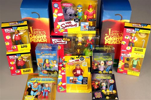 Lot 223 - The Simpsons Playmates action figures, James and the Giant Peach Dolls etc.
