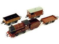 Lot 249 - Hornby O gauge no.601 tinplate LMS goods train set
