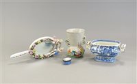 Lot 117 - A Continental porcelain hand mirror and other ceramics