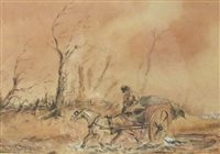 Lot 334 - Circle of David Cox, watercolour