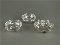Lot 29 - Three pierced silver dishes