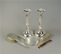 Lot 54 - A silver mounted dressing table set