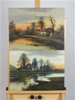 Lot 197 - A. Cole, pair of river scenes, each signed, oil on canvas