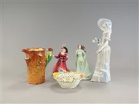 Lot 119 - A collection of decorative ceramics to include Coalport, Spanish figures, lustre bowl etc