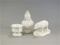 Lot 147 - A parian model of a hippo and other parian