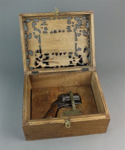 Lot 357 - An American Civil War Belgian .38 calibre pepperbox pistol
