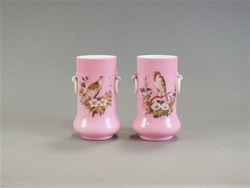 Lot 131 - A pair of opalescent glass vases