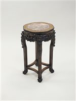 Lot 88 - A Chinese rosewood and marble inset and stand