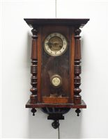 Lot 282 - A 19th century Vienna regulator style walnut faced wall clock