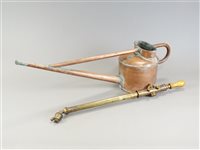 Lot 187 - A Victorian copper long spout watering can