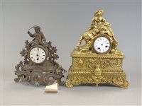 Lot 210 - Four French gilt metal cased mantle clocks