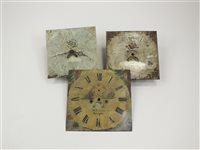 Lot 213 - Two 18th century 12" square white painted dials