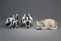 Lot 186 - A Pair of Japanese Kutani Porcelain Rabbits