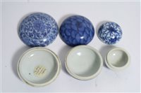 Lot 30 - Three Small Chinese Seal Paste Pots and Covers