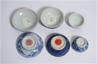 Lot 30 - Three Small Chinese Seal Paste Pots and Covers