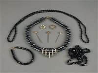 Lot 20 - Ring, pendant, stick pins, enamel monogram and costume jewellery