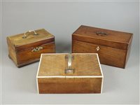 Lot 272 - A George
III mahogany and box wood strung tea caddy