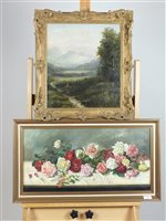 Lot 164 - Elsie M Withers, still life of roses, oil on canvas