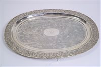 Lot 96 - A Chinese Export Silver Oval Tray, Wang Hing