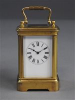 Lot 209 - Late 19th century French miniature carriage timepiece