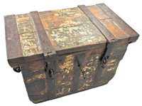 Lot 616 - A German polychrome painted and iron strap work