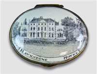 Lot 170 - A rare oval enamel patch box, Regency