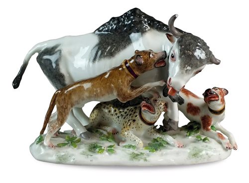 Lot 112 - Paris porcelain bull baiting group