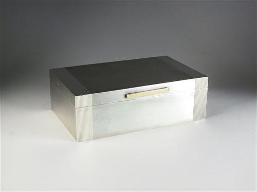 A silver mounted cigar box