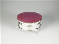 Lot 17 - A silver and pink enamel trinket box