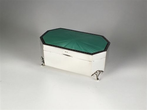 Lot 22 - An Art Deco silver and enamel trinket box