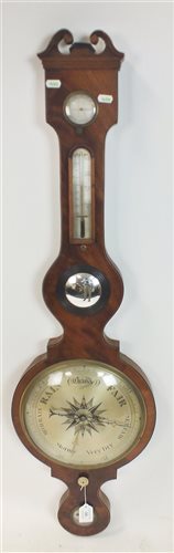 Lot 282 - A 19th Century mahogany banjo barometer