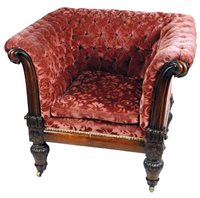 Lot 309 - A William IV rosewood framed enclosed armchair