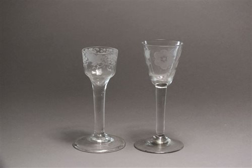 Lot 119 - Jacobite style wine glass and one other