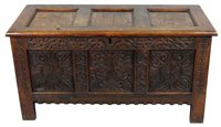 Lot 304 - A joined oak chest, 18th century and later