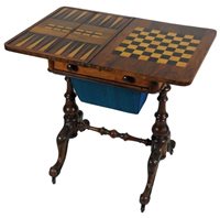 Lot 306 - A Victorian walnut and inlaid combined games and work table