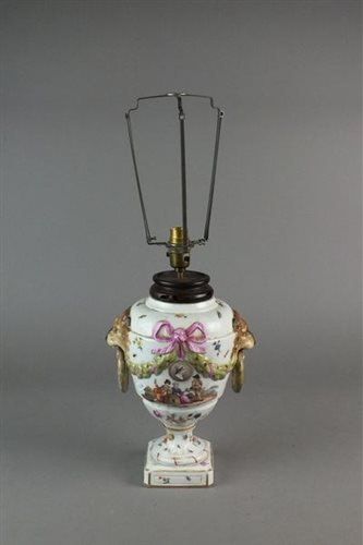 Lot 222 - A KPM Berlin porcelain vase converted to a lamp