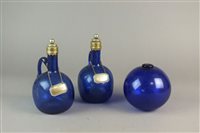 Lot 124 - A pair of Bristol blue glass decanters