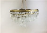 Lot 521 - A large pair of six tier waterfall chandeliers