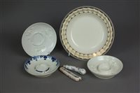 Lot 212 - European ceramics to include a Mennecy trembleuse saucer and a St. Cloud saucer