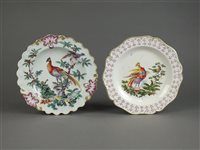 Lot 139 - Two porcelain plates decorated with Fancy Birds