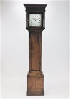 Lot 542 - A George III country oak cottage longcase clock, 30 hour movement