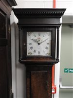Lot 542 - A George III country oak cottage longcase clock, 30 hour movement