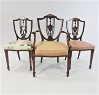 Lot 260 - A set of eight (6+2) Edwardian mahogany and inlaid parlour chairs