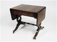 Lot 228 - A reproduction mahogany veneered and crossbanded sofa table